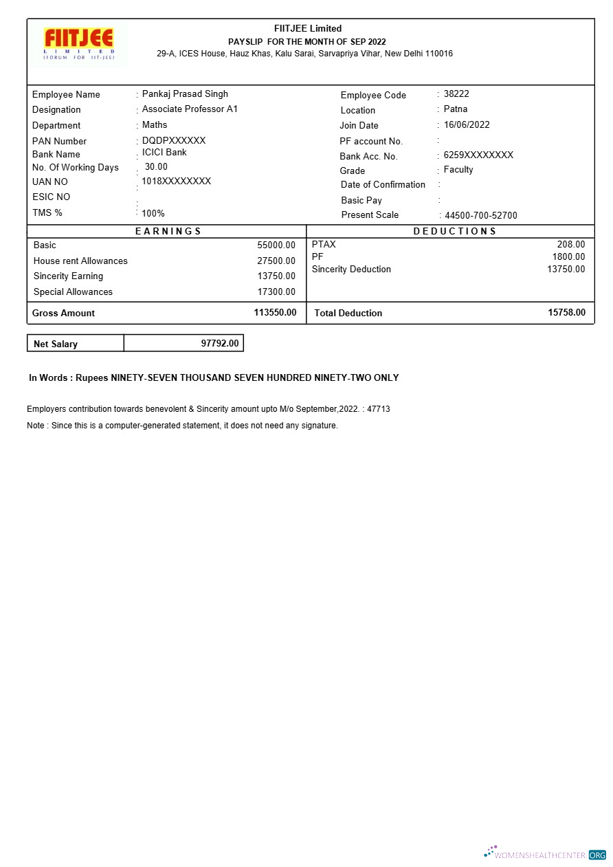 Download FIITJEE education center payslip template in Word and PDF formats.pdf, 1 Photoshop template